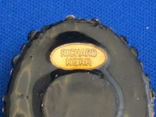 Richard Kerr Black Gold Rhinestone Oval Earrings Clips  