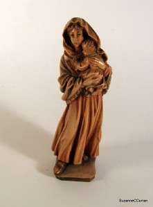 Old Anri Carved Wood Mary & Child Figurine  