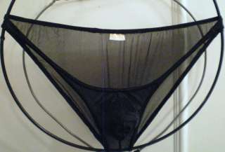 MansBikini, Low Slung style,Very Low Pouch, black Sheer  
