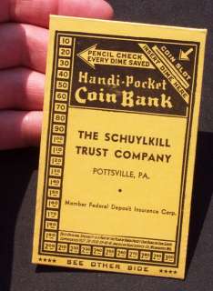 1940s Pocket Coin Bank Schuylkill Trust Pottsville PA  