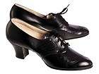   womens black perforated leather oxford shoes 1930s sz7 friedman
