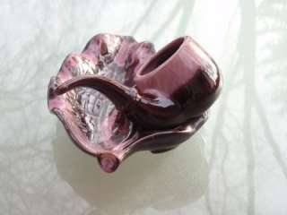   Brown Purple Drip Glaze Pipe Tobacco Ashtray Leaf Shaped  