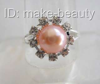 stunning big 13mm round pink freshwater cultured pearl ring  