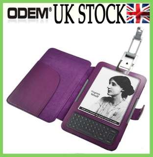   Leather Case Cover Wallet With LED Light for  Kindle 3 3G  