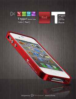   type1 Aluminum Metal Bumper Case Red for Apple iPhone 4S Blade  