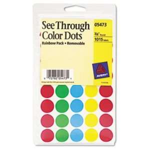 Avery®  See Through  Removable Color Dots LABEL,TRNS,3/4RD,1015,AST 