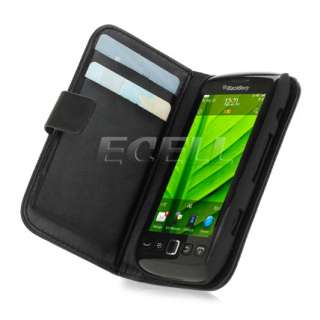 BLACK PROTECTIVE LEATHER FOLIO CASE COVER FOR BLACKBERRY TORCH 9860 