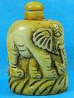 Ox Bone Hand Carved Animal Elephant Statue Figurine Snuff Bottle 
