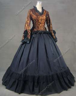 Victorian Gothic Lolita Brocade Satin Cotton Dress Ball Gown Prom C001 
