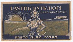 ETICHETTA PASTIFICIO LIGUORI PASTA ALBA DORO GRAGNANO  