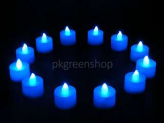 12 BLUE LED CANDLES FLAMELESS NATURAL WEDDING TEALIGHTS 0609722029100 