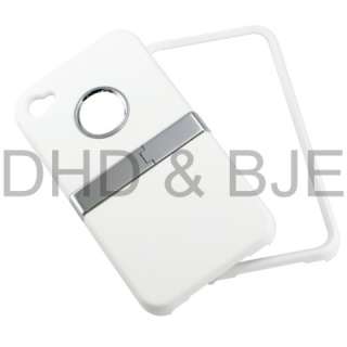 New White Deluxe Rubberized Hard Case Cover for iPhone 4 4S w/ Chrome 