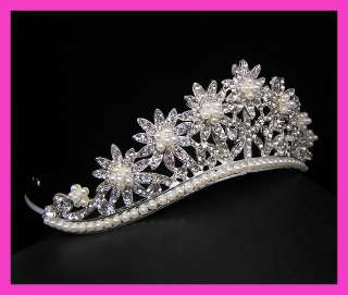 Wedding/Bridal crystal veil tiara crown headband CR225  