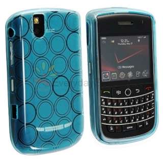 TPU Skin Blue Candy Soft Hard Cover Case+Privacy Film for Blackberry 