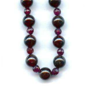 GARNET HAND KNOTTED NECKLACE WITH STERLING SILVER CLASP  
