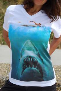   t shirt JAWS dents de la mer 80s coupe H/F dispo S M L