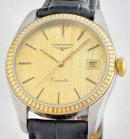 Rare Mens 1980s LONGINES SS 14Kt Gold Date W/Watch  