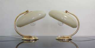 PAIR ART DECO Bauhaus BRASS Glass TABLE LAMPS BEDSIDE LAMPS 1930s 