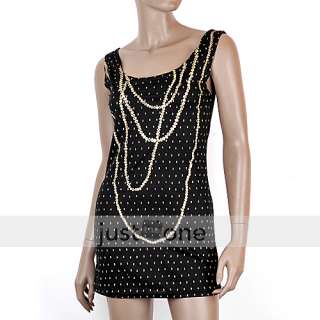 Sexy Women Junior Girls Golden Chains Pattern Long Top Vest / Mini 