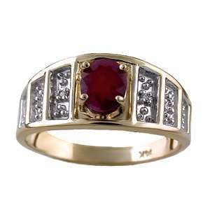    Ruby & Diamond Ring (July Birthstone) 14K Yellow Gold Jewelry