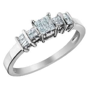   Cut Diamond Ring 1/4 Carat (ctw) in 14K White Gold, Size 7 Jewelry