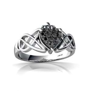   White Gold Black Diamond Celtic Claddagh Knot Ring Size 7.5 Jewelry