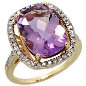   Cut Diamonds & 6.95 Carats 14x10mm Cushion Cut Amethyst Stone, 11/16
