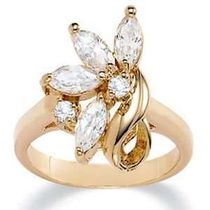 14k Gold Plated Marquise Cut and Round DiamonUltra™ Cubic Zirconia 
