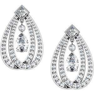  14k White Gold Diamond Chandelier Earrings 4 5/8ct 