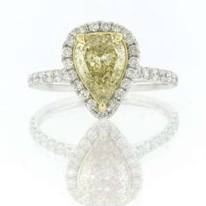   82ct Fancy Light Yellow Pear Shape Diamond Engagement Anniversary Ring