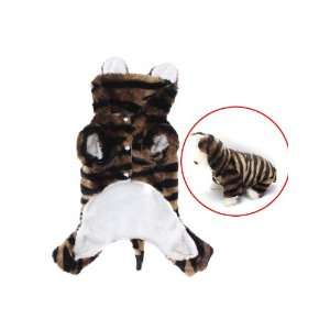  Pet Dog Tiger Print Costume Hoodie Hooded Autumn Winter Coat 