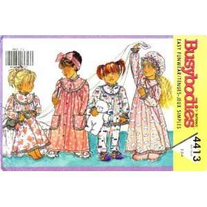 Butterick 4413 Sewing Pattern Toddler Girls Robe Nightgown Pajamas Hat 