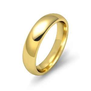   Mens Dome Wedding Band 5mm Heavy & Comfort Fit 14k Yellow Gold Ring