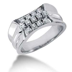  0.65 Ct Men Diamond Ring Wedding Band Round Cut Prong 14k 