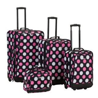   Piece Hot Pink / Lime Green Polka Dot Luggage Set 