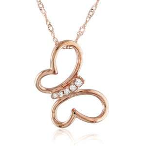10k Rose Gold Diamond Butterfly Fashion Pendant Necklace ( .03 cttw, H 