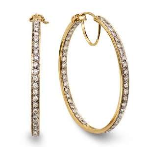  White Gold Round Diamond Ladies Hoop Earrings (2.40 cttw, G H Color 