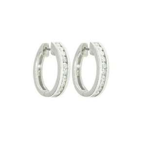 10k White Gold Channel Set Diamond Hoop Earrings (1/2 cttw, J K Color 