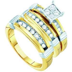   Gold .60CT Round Cut Diamond Wedding Engagement Bridal Trio Ring Set