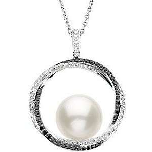   South Sea Pearl Necklace in 14 kt Gold with Black Rhodium & FREE Chain