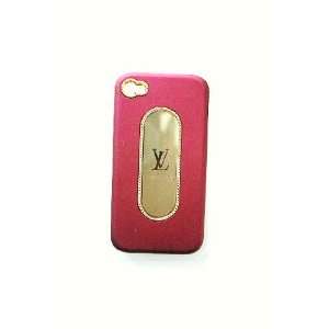 iPhone 4 De Luxe Ruby Red Monogram Case Cover with Screen Protector in 