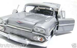   1958 58 Chevy Impala 1 24 Street Low Rider Die cast Silver Classic Car