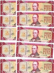 LOT, Liberia, 10 x 5 dollars, 2009, P 26 New, UNC  