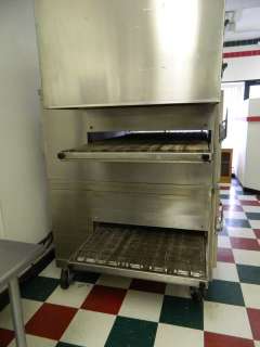 LINCOLN 1450 DOUBLE CONVEYOR GAS PIZZA OVEN WITH ELECTRIC MICRODRIVE 