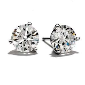 1 3/4 Carat Round Solitaire Diamond Earrings in 14K White 