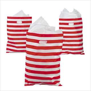36 lot Red and White Striped Large Plastic Treat Bags  