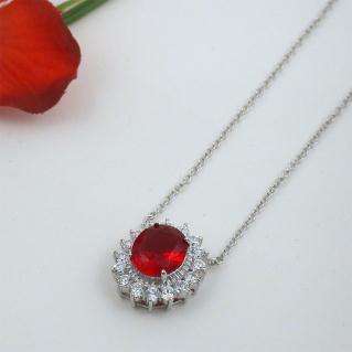 CARAT SIMULATED RUBY CUBIC ZIRCONIA NECKLACE PENDANT  