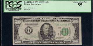 KD 1934A $500 Five Hundred Dollar Bill G6040 PCGS Graded 55 Federal 