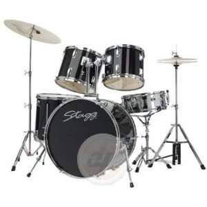  Stagg 5 Piece 22 Inch Drum Set with Throne   Black 