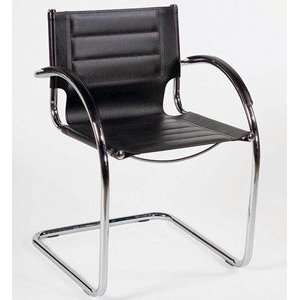  Dante Leather Chair   Set of 2 (Black/Chrome) (31.5H x 22W 